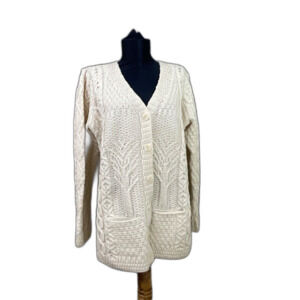 Kilronan Knitwear Cardigan Womens Large Cableknit Sweater Tree Of Life Ireland